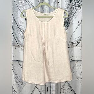 Laura Bianchi Linen Sleeveless Blush Blouse Pleated Front Size L